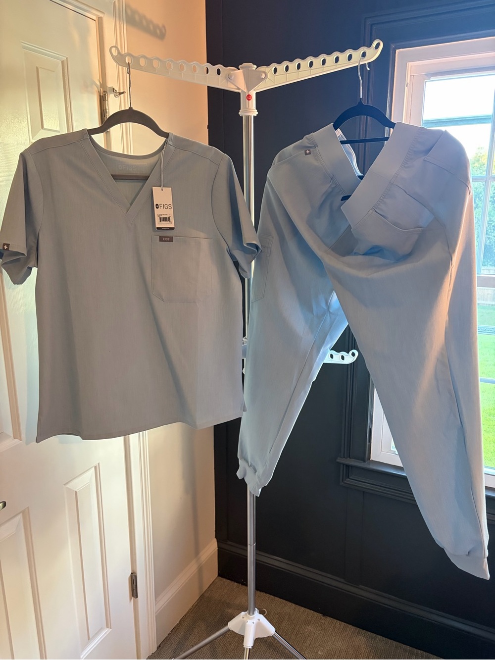 NWT- FIGS Light Blue Scrub Top and Jogger Pants Set
